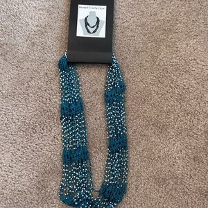 Elegant Teal and White Beaded Necklace